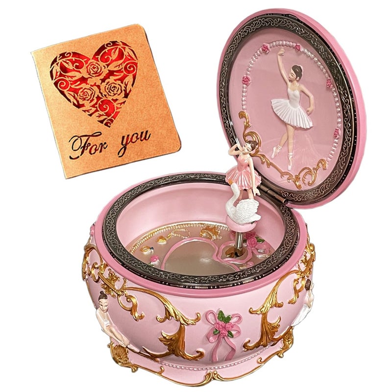Briskfeel Classical Ballerina Music Box LED lights Twinkling Resin Carved Collectible Mechanical Ballerine Musical Box with Sankyo 18-Note Ballerina Rotates with Music (4# Ballet) - Image 1